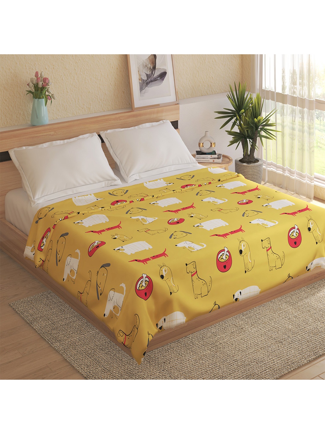 

Home Centre Slate Flannel Yellow & Red Summer 150 GSM Double Bed Blanket