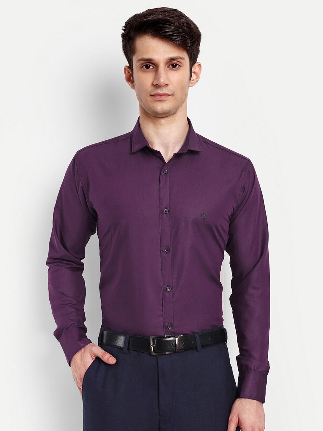 

GETCHI Spread Collar Premium Opaque Formal Shirt, Purple
