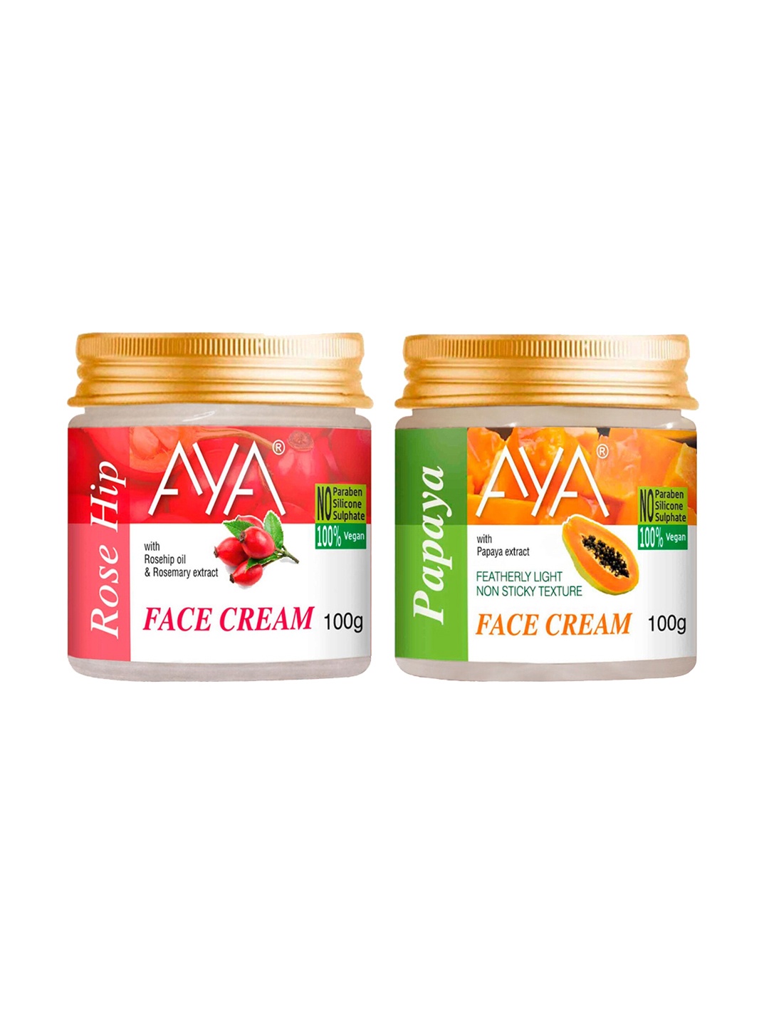 

AYA Set of Rosehip & Papaya No Paraben Face Creams - 100 g Each, Pink