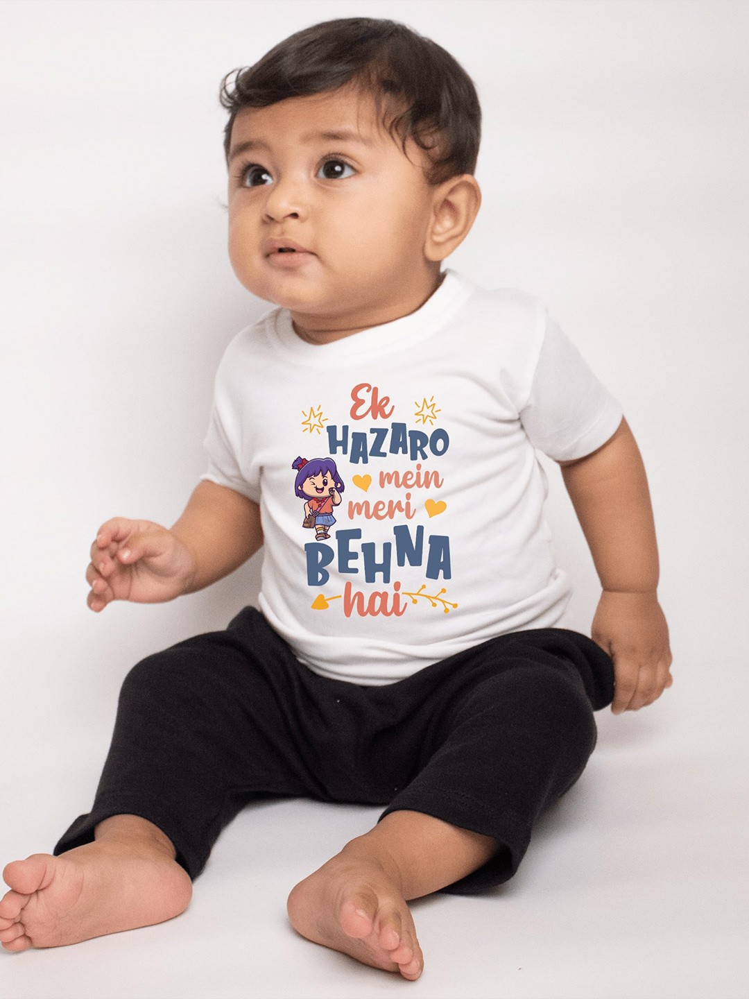 

KNITROOT Kids Typography Printed Round Neck Cotton T-shirt, White