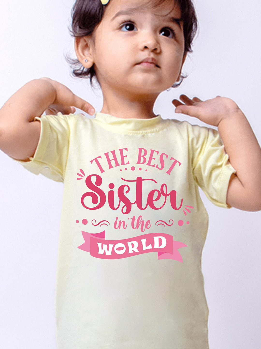 

KNITROOT Girls Typography Printed Round Neck Cotton T-shirt, Yellow