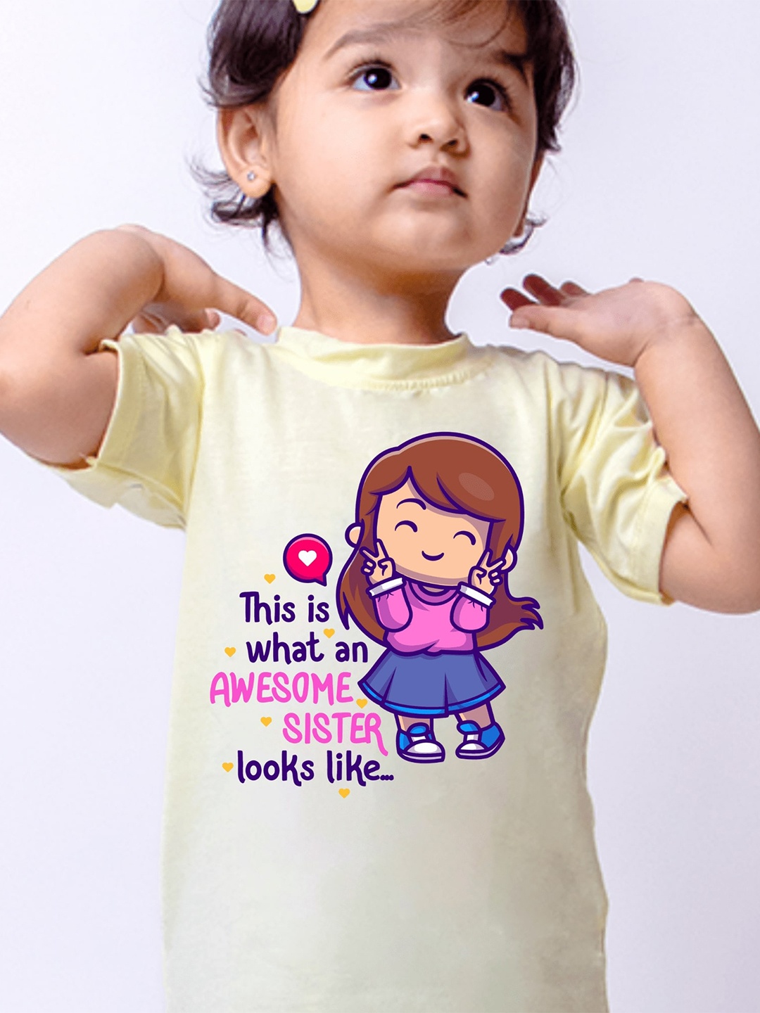 

KNITROOT Girls Typography Printed Round Neck Cotton T-shirt, Yellow