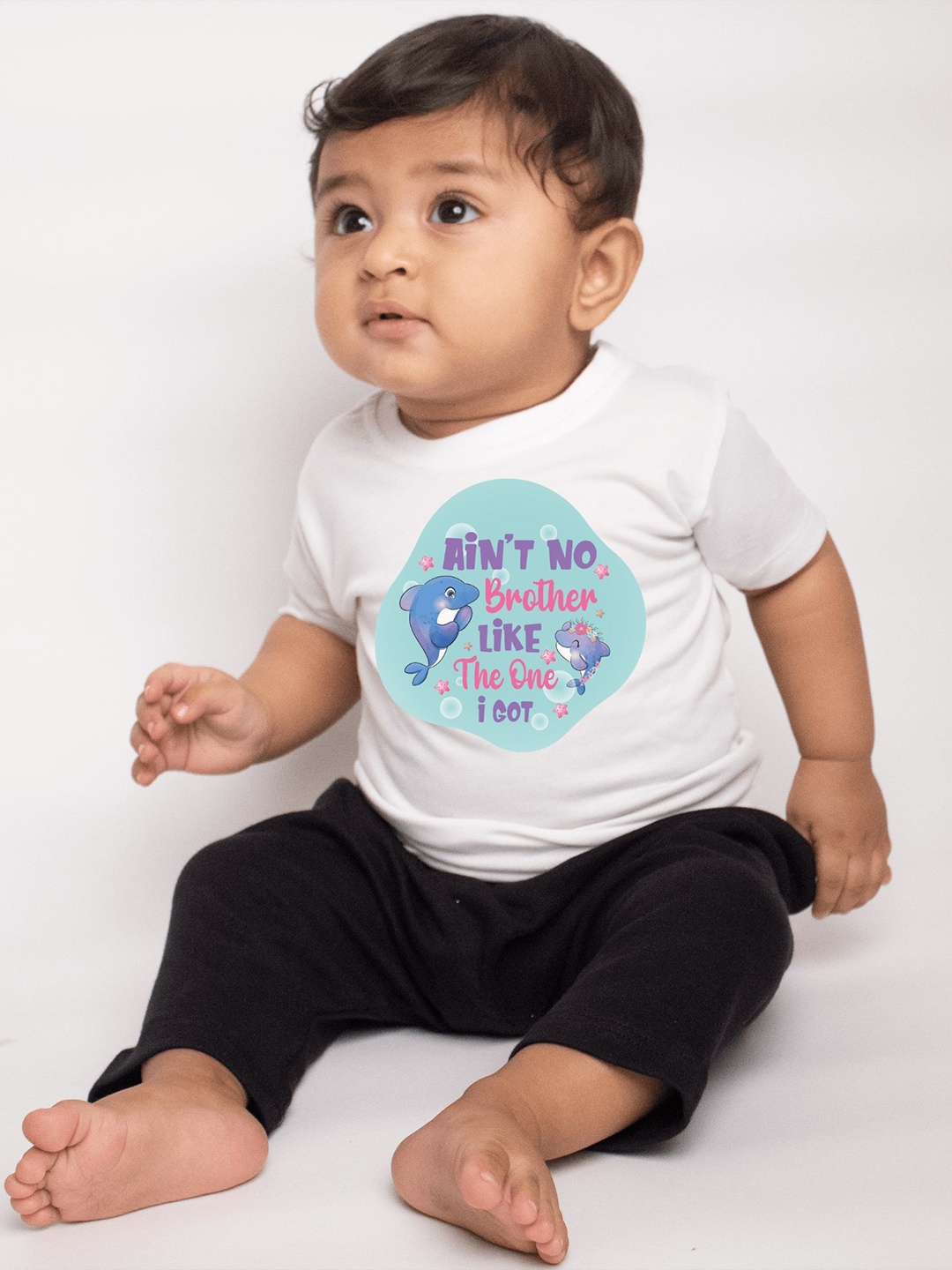 

KNITROOT Infant Boys Typography Printed Knitted Cotton T-Shirt, White