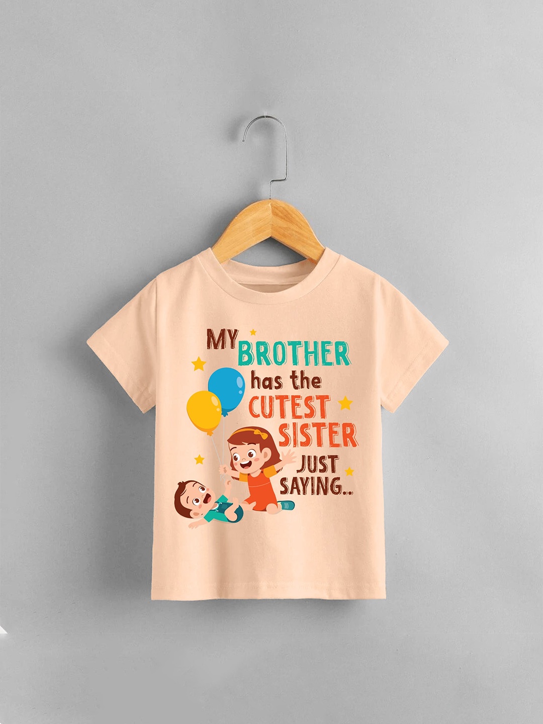 

KNITROOT Kids Printed Cotton T-shirt, Peach