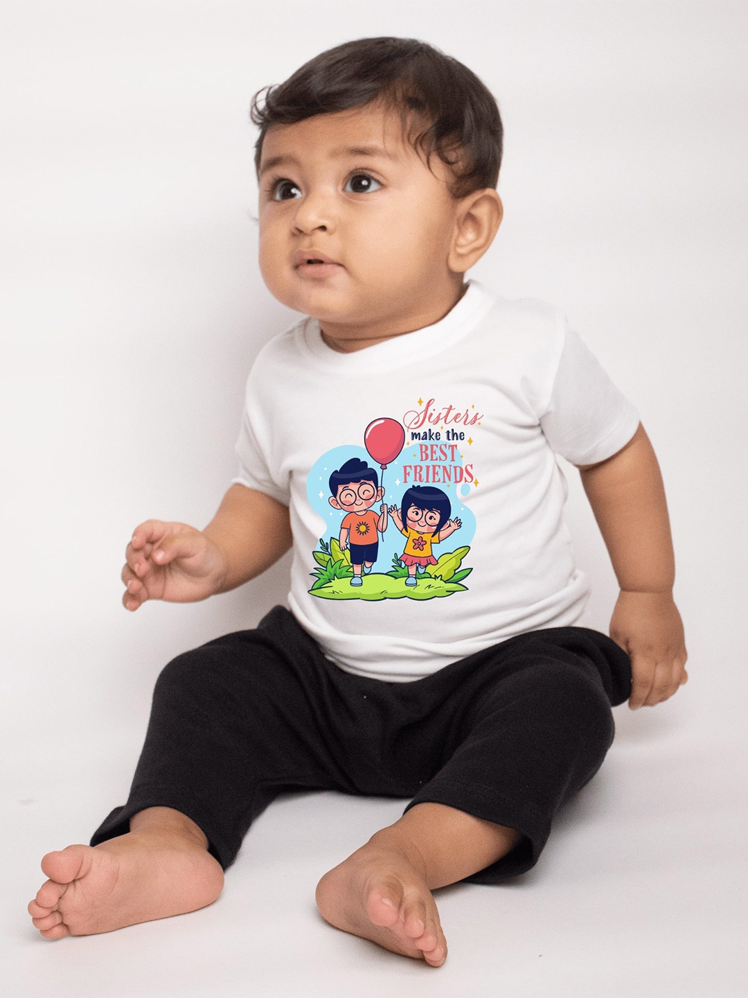 

KNITROOT Kids Graphic Printed Round Neck Cotton T-shirt, White