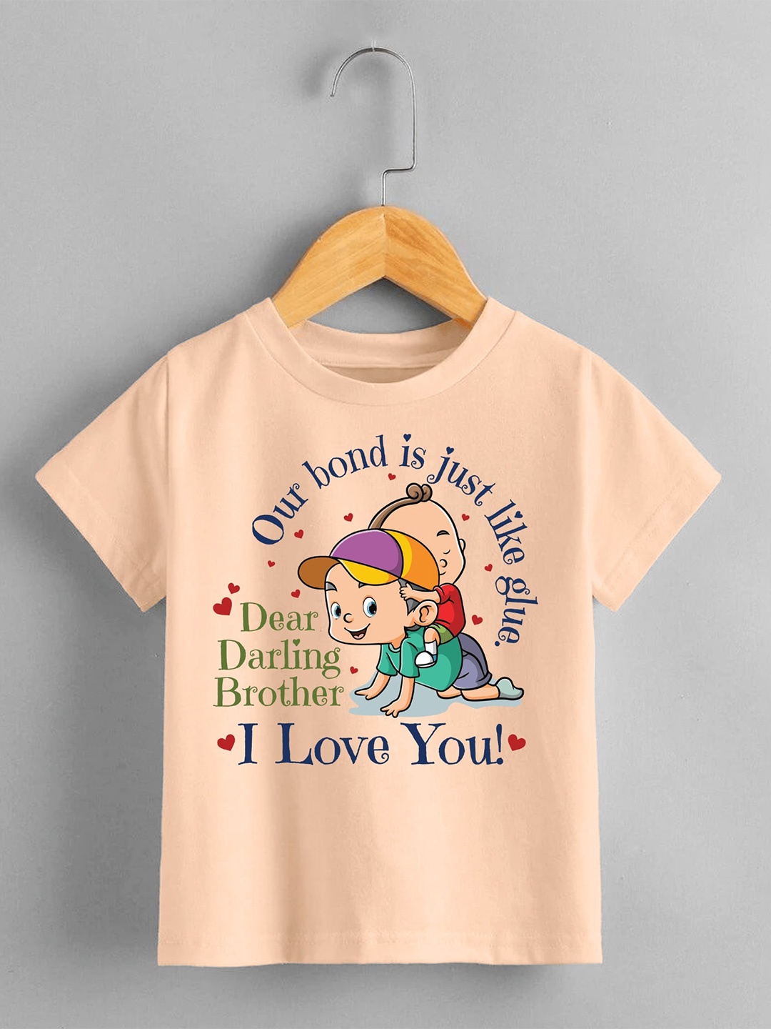 

KNITROOT Kids Typography Printed Regular Sleeves Pure Cotton Casual T-Shirt, Peach