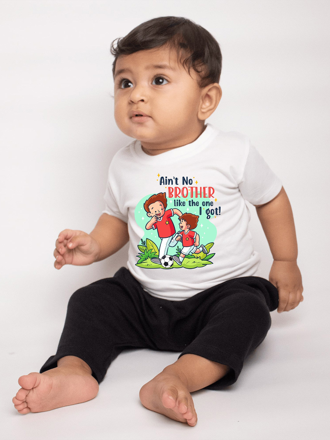 

KNITROOT Unisex Kids Graphic Printed Cotton T-shirt, White