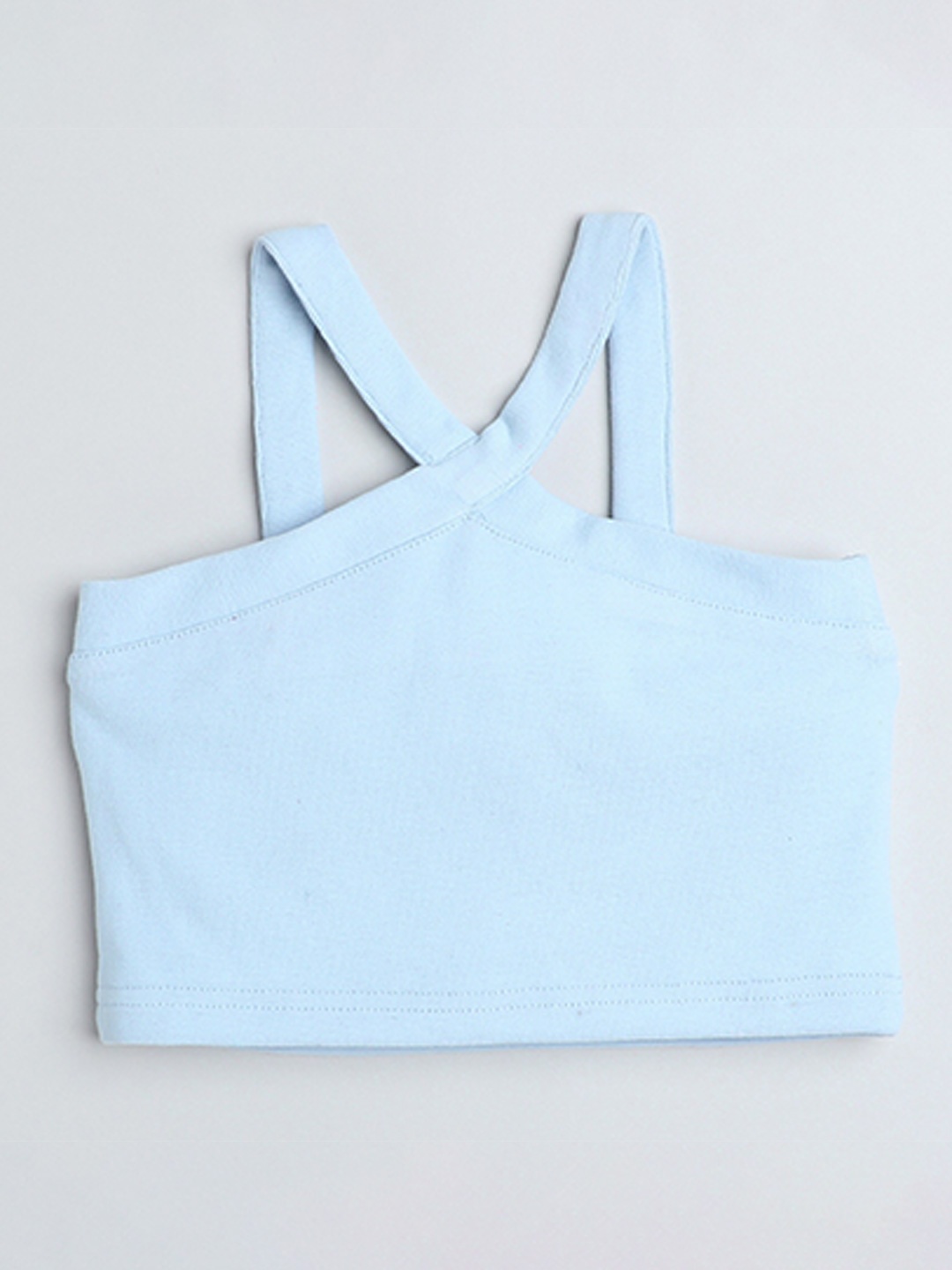 

taffykids Girls Halter Neck Ribbed Pure Cotton Top, Blue