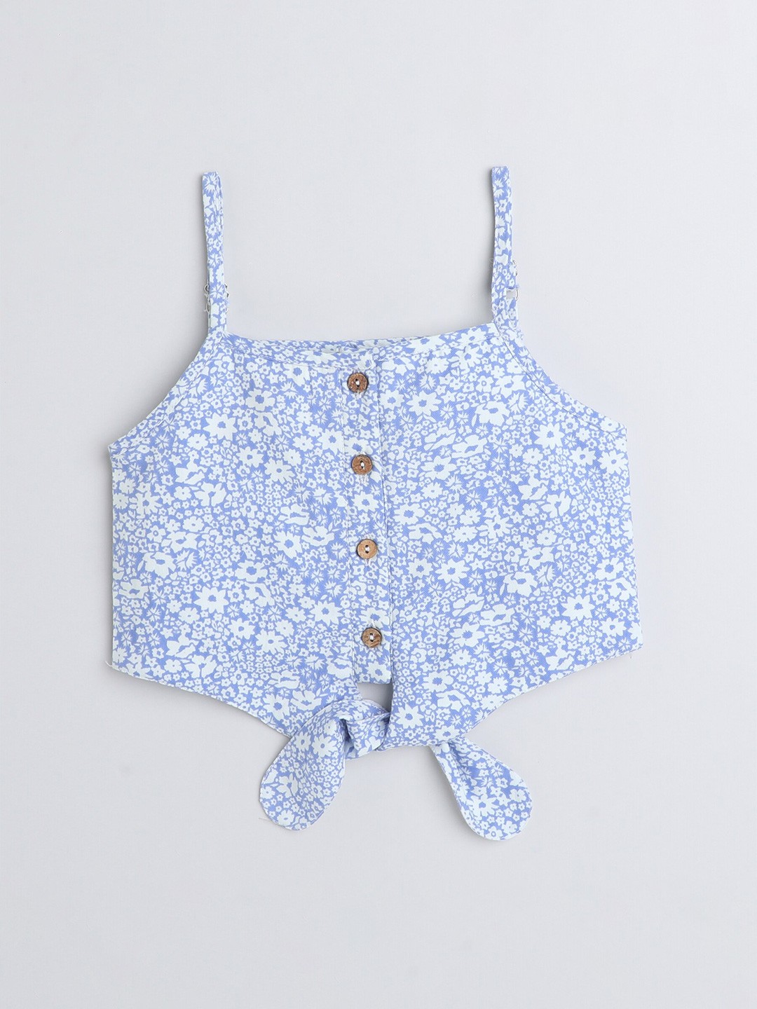 

taffykids Girls Floral Printed Crop Top, Blue