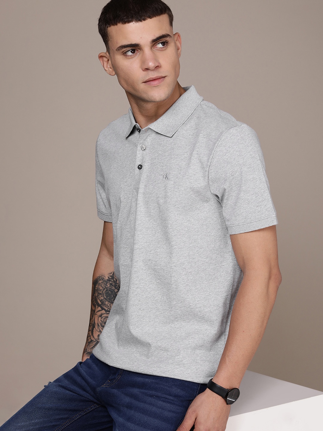 

Calvin Klein Jeans Polo Collar T-shirt, Grey