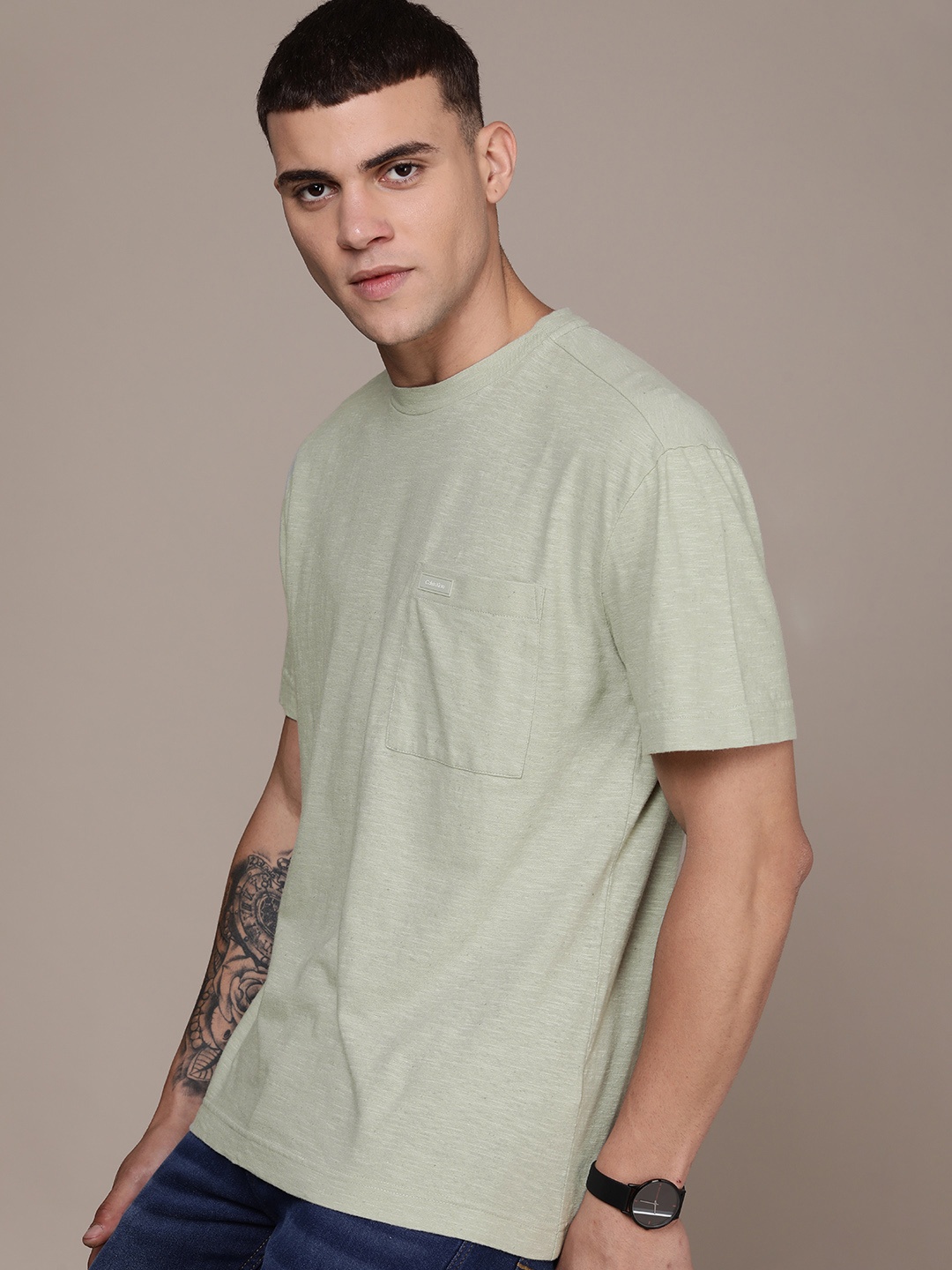 

Calvin Klein Jeans Cotton Linen Pockets T-shirt, Green