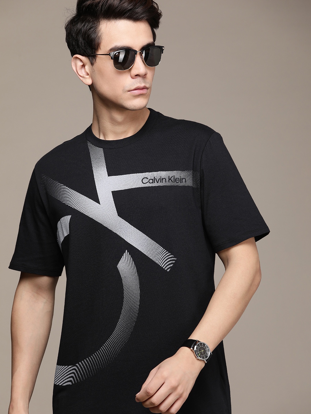 

Calvin Klein Jeans Pure Cotton Brand Logo Printed Casual T-shirt, Black