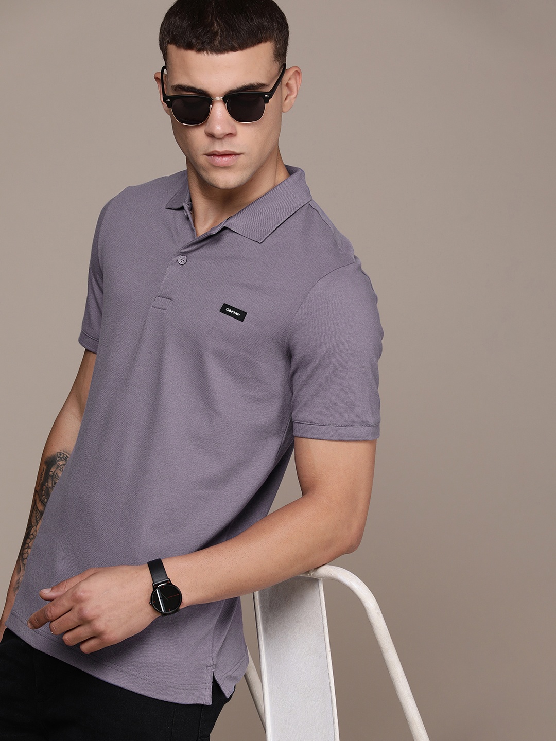 

Calvin Klein Jeans Polo Collar Slim Fit T-shirt, Purple