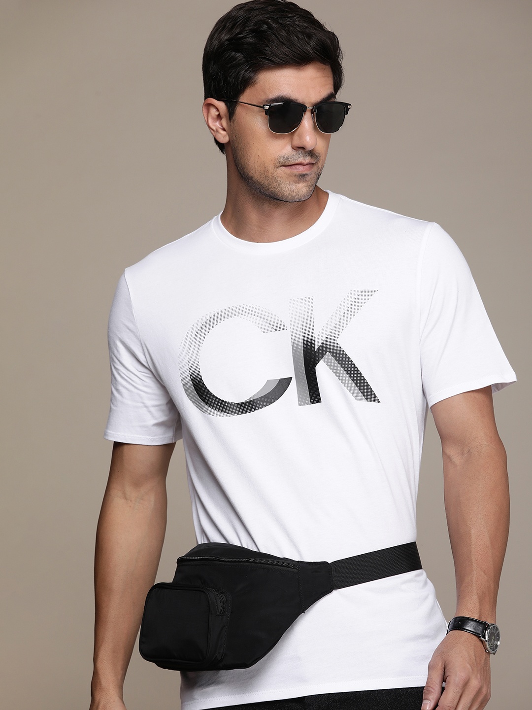 

Calvin Klein Jeans Pure Cotton Brand Logo Printed Casual T-shirt, White