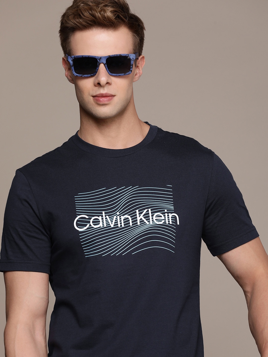 

Calvin Klein Jeans Brand Logo Pure Cotton Applique T-shirt, Navy blue