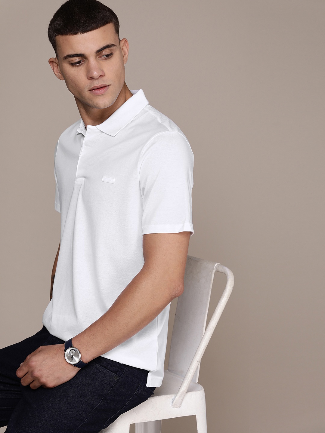 

Calvin Klein Jeans Polo Collar Pure Cotton T-shirt, White