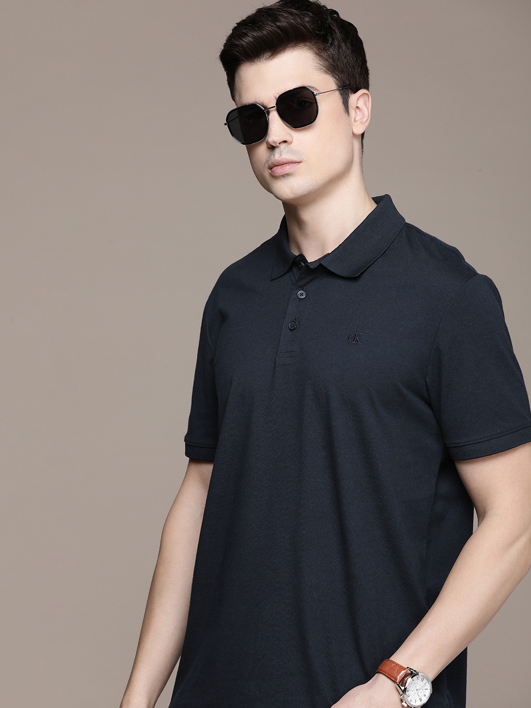 

Calvin Klein Jeans Solid Short Sleeves Polo Collar T-shirt, Navy blue