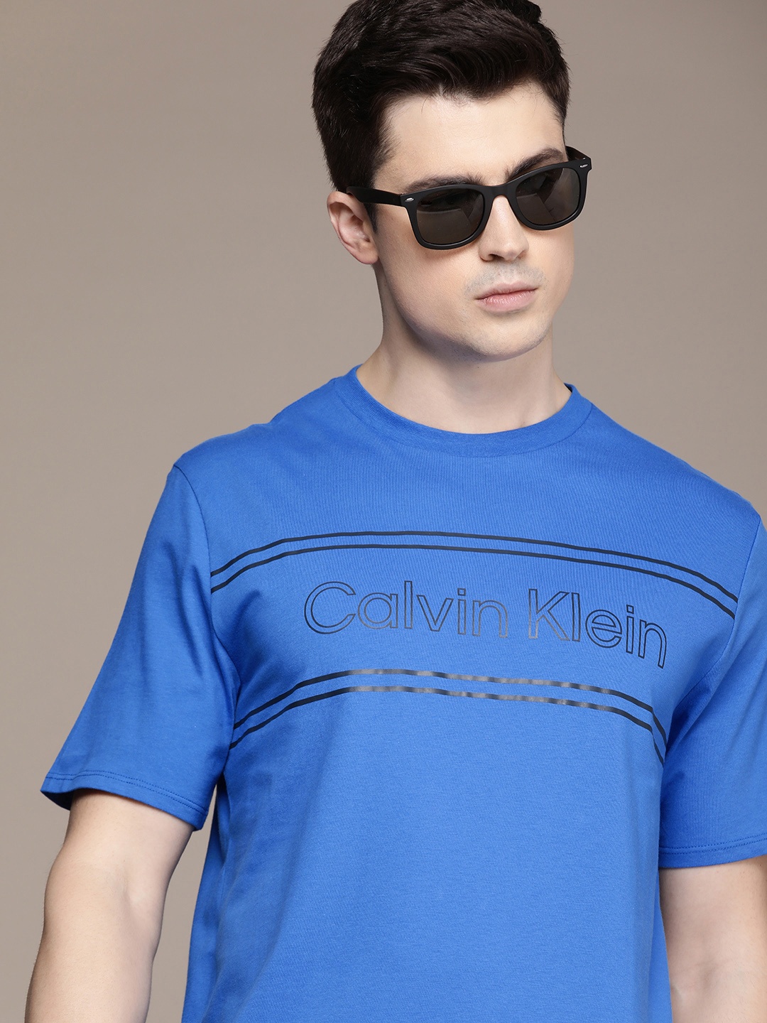 

Calvin Klein Jeans Brand Logo Printed Pure Cotton T-shirt, Blue