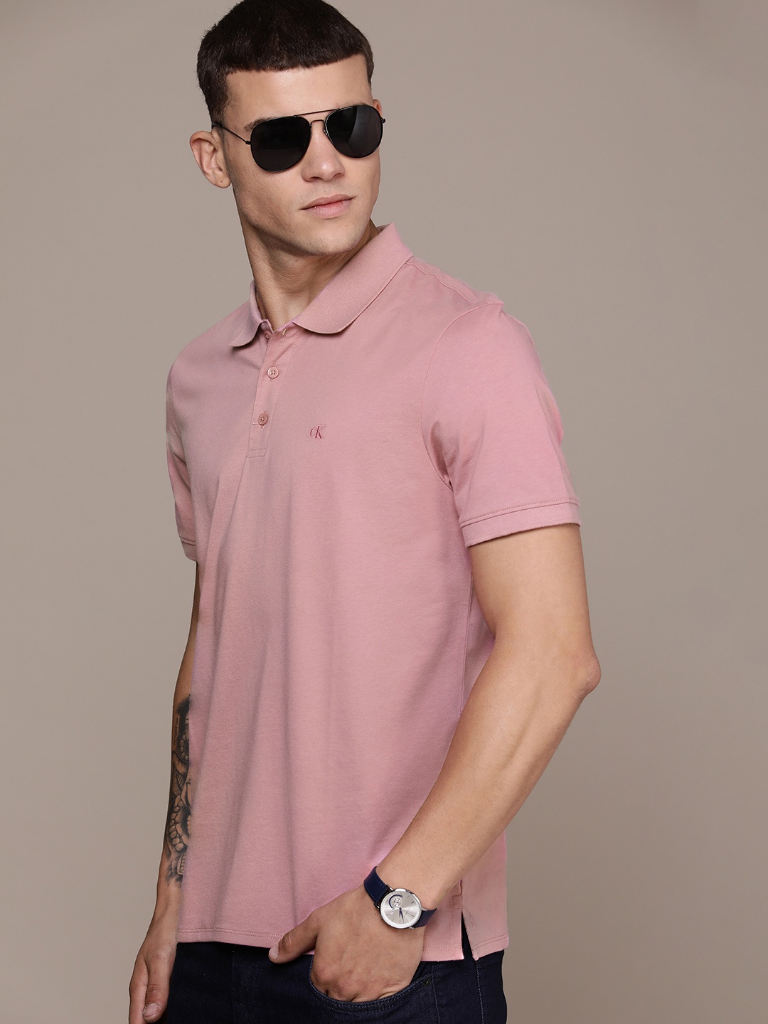 

Calvin Klein Jeans Polo Collar T-shirt, Pink