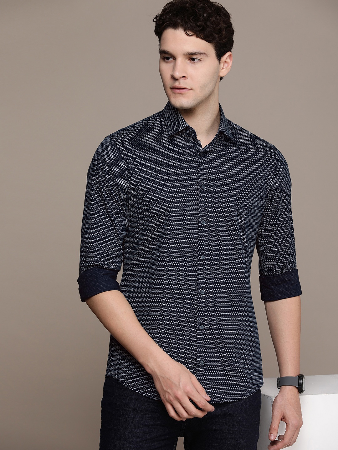 

Calvin Klein Jeans Slim Fit Printed Casual Shirt, Navy blue