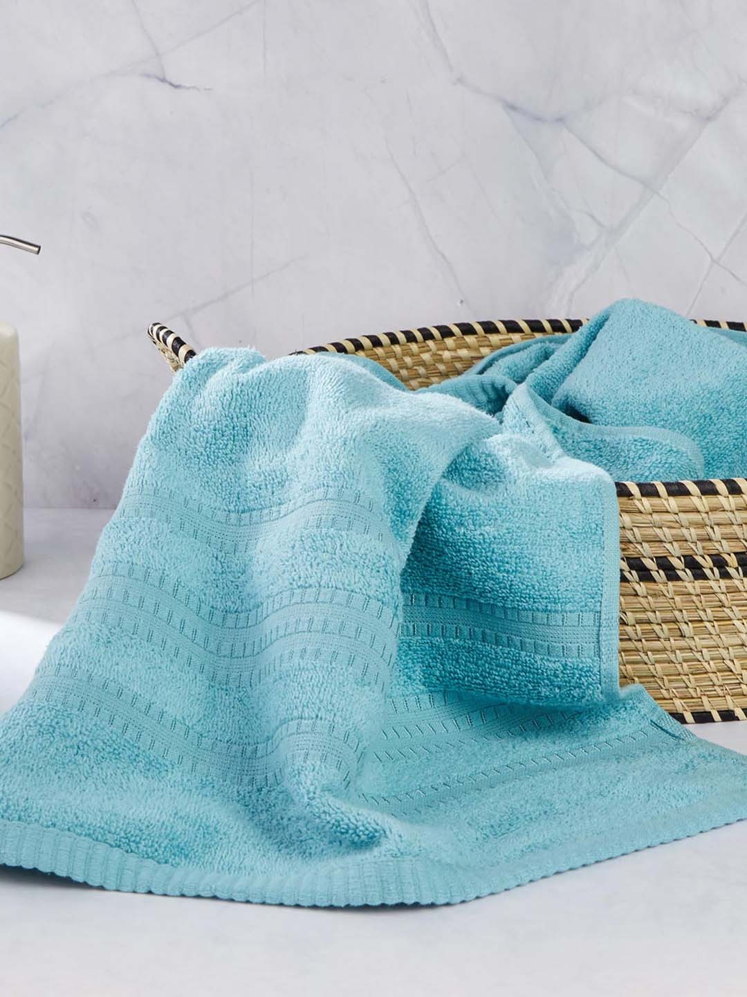 

Fabindia Blue Solid Ayan Cotton Bath Towel-Large