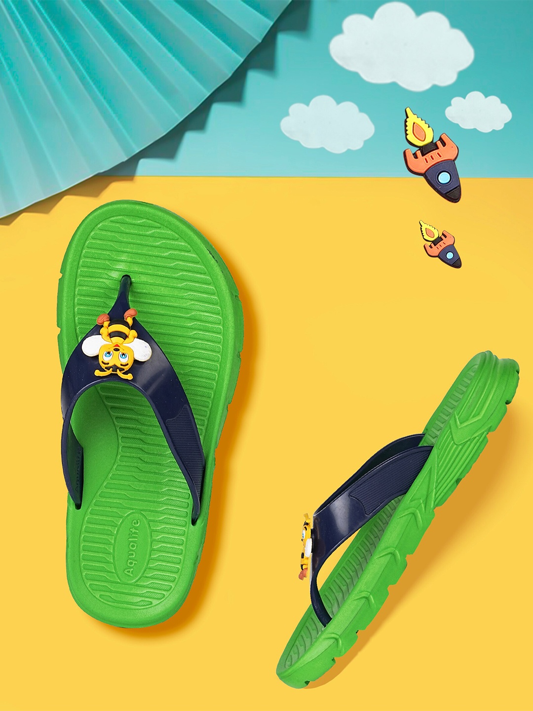 

Aqualite Kids Textured Applique Thong Flip-Flops, Green