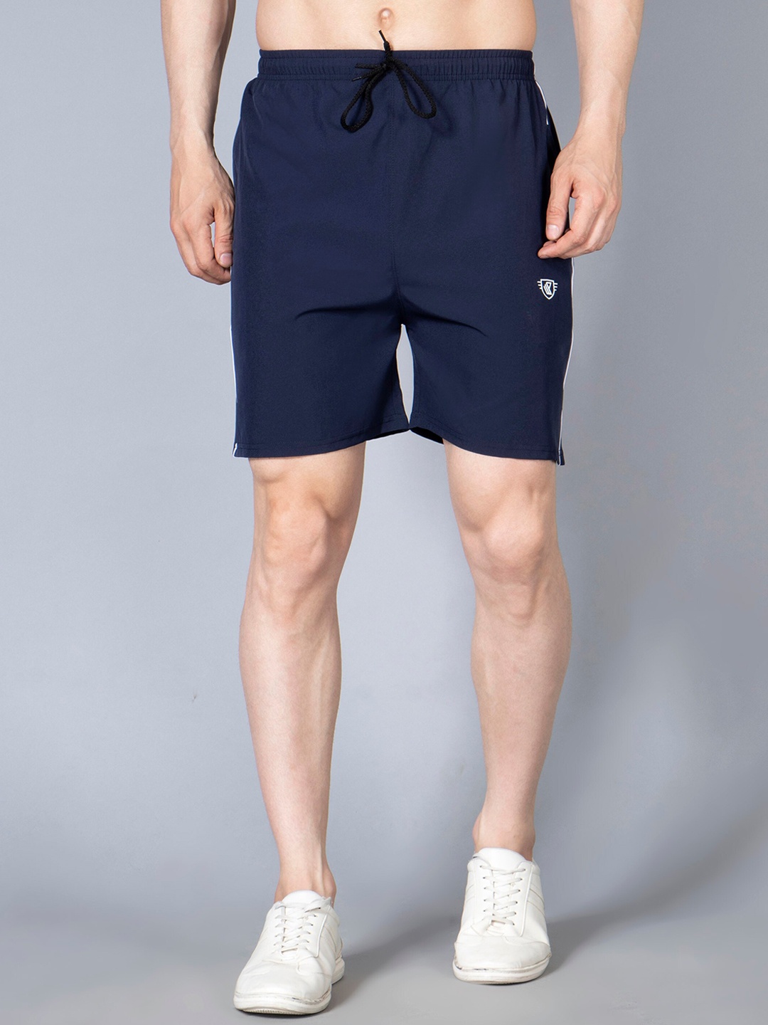 WE PERFECT Men Printed Mid-Rise Sports Shorts, Navy blue