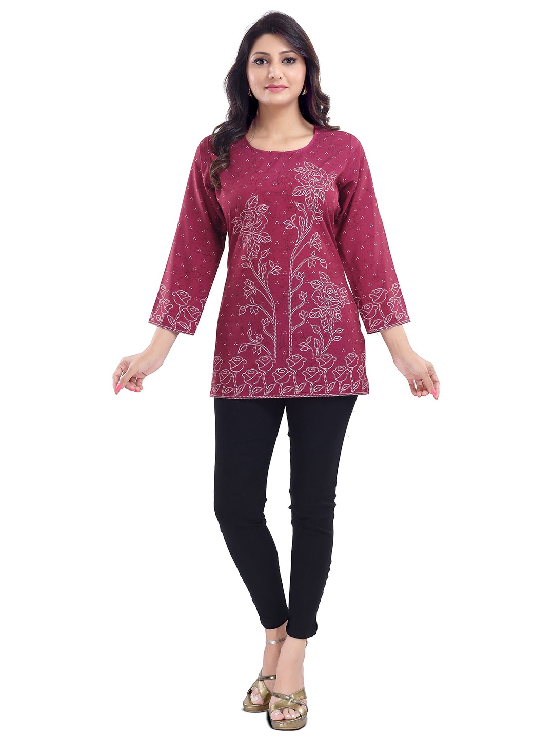 

keshubaba Ethnic Motifs Printed Kurti, Magenta