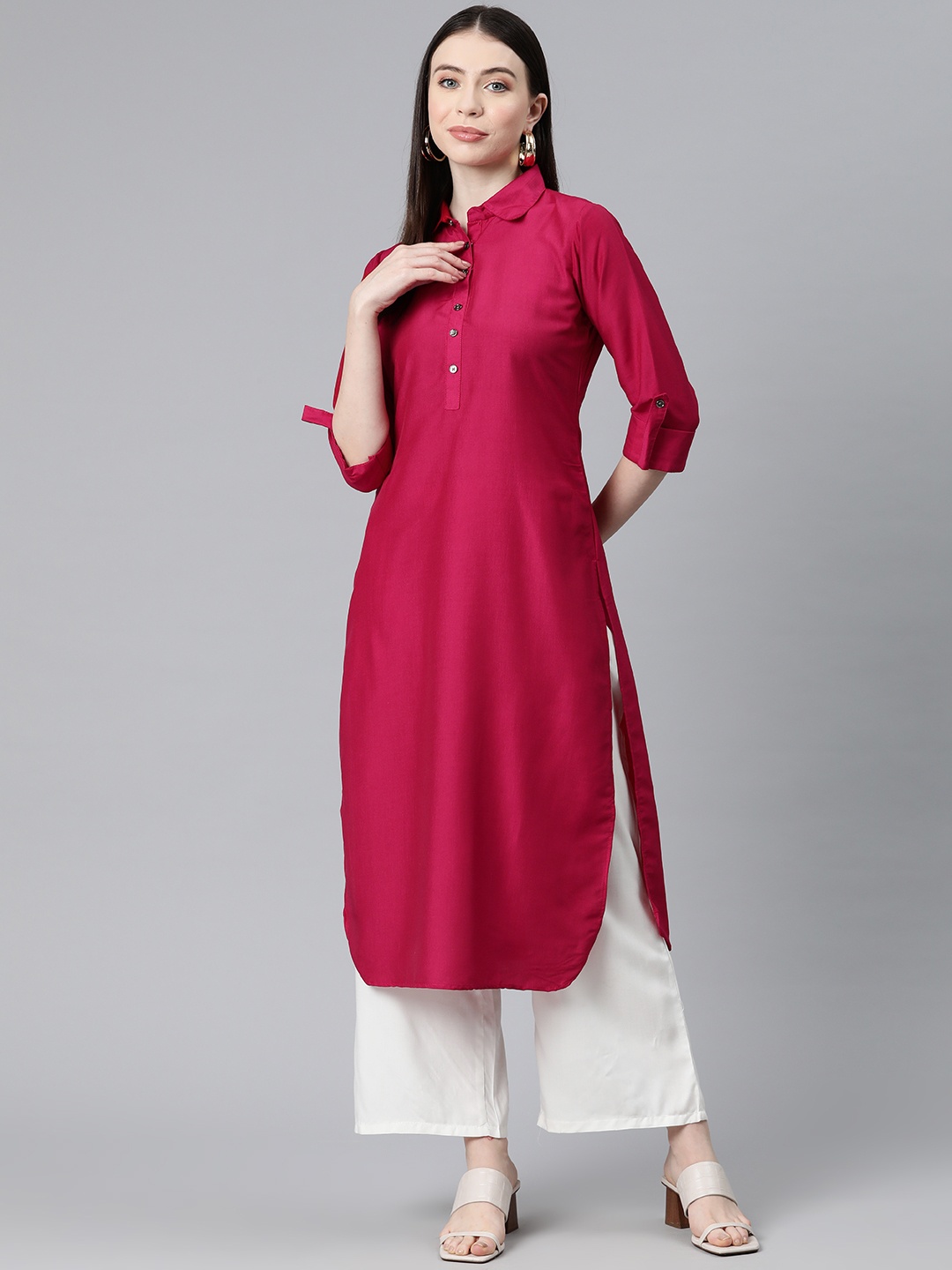 

V TRADITION Women Regular Pure Cotton Kurta with Trousers, Red