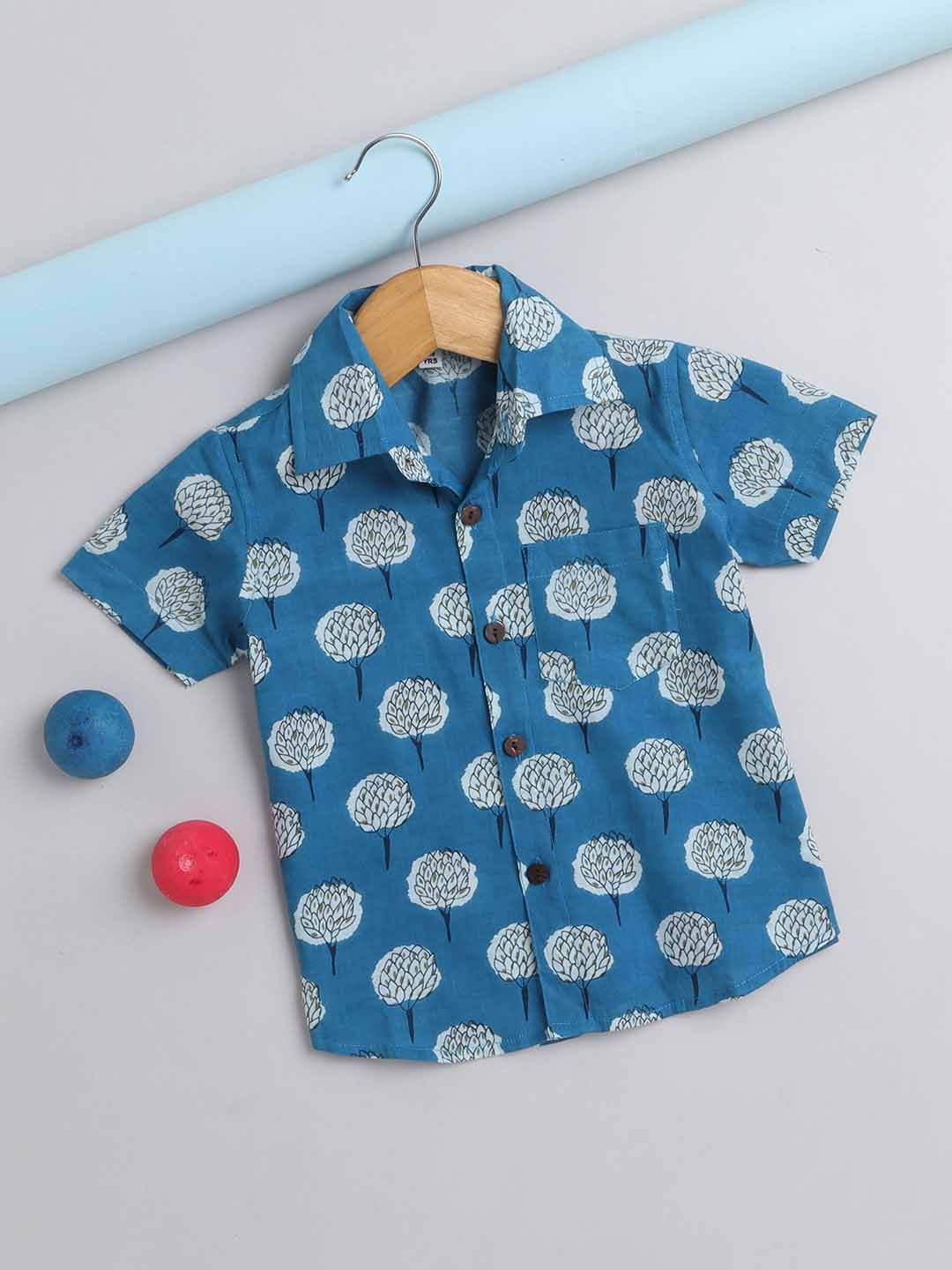 

The Magic Wand Boys Floral Opaque Printed Pure Cotton Casual Shirt, Blue