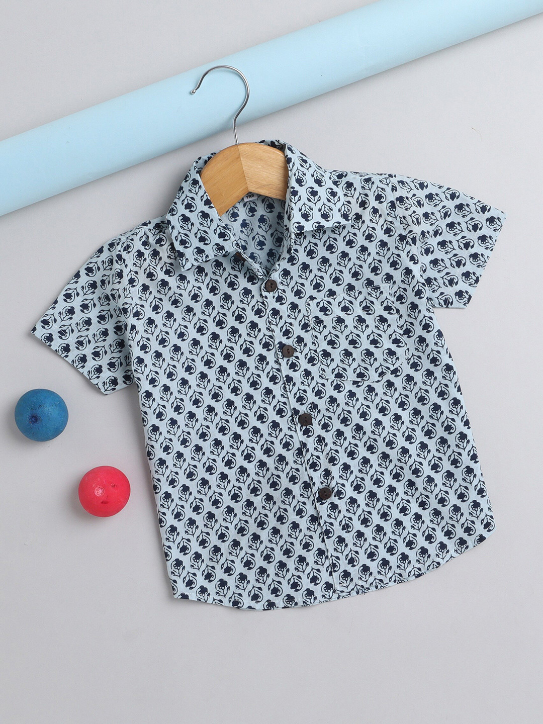 

The Magic Wand Boys Conversational Printed Pure Cotton Casual Shirt, Blue