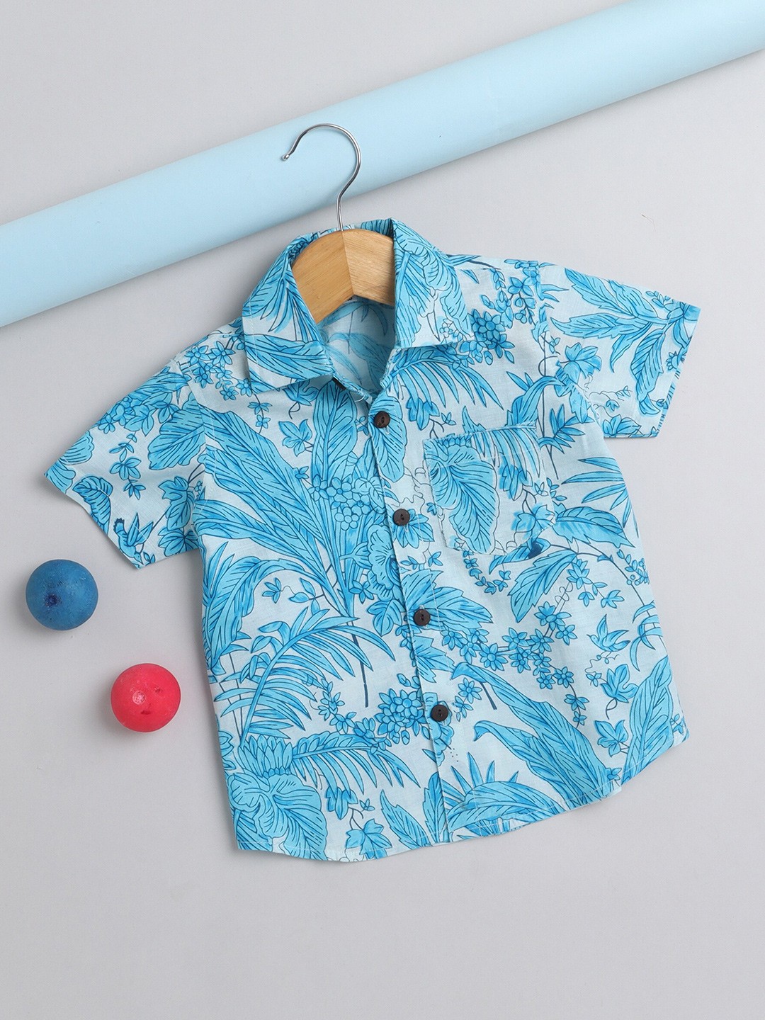 

The Magic Wand Boys Floral Printed Pure Cotton Casual Shirt, Blue