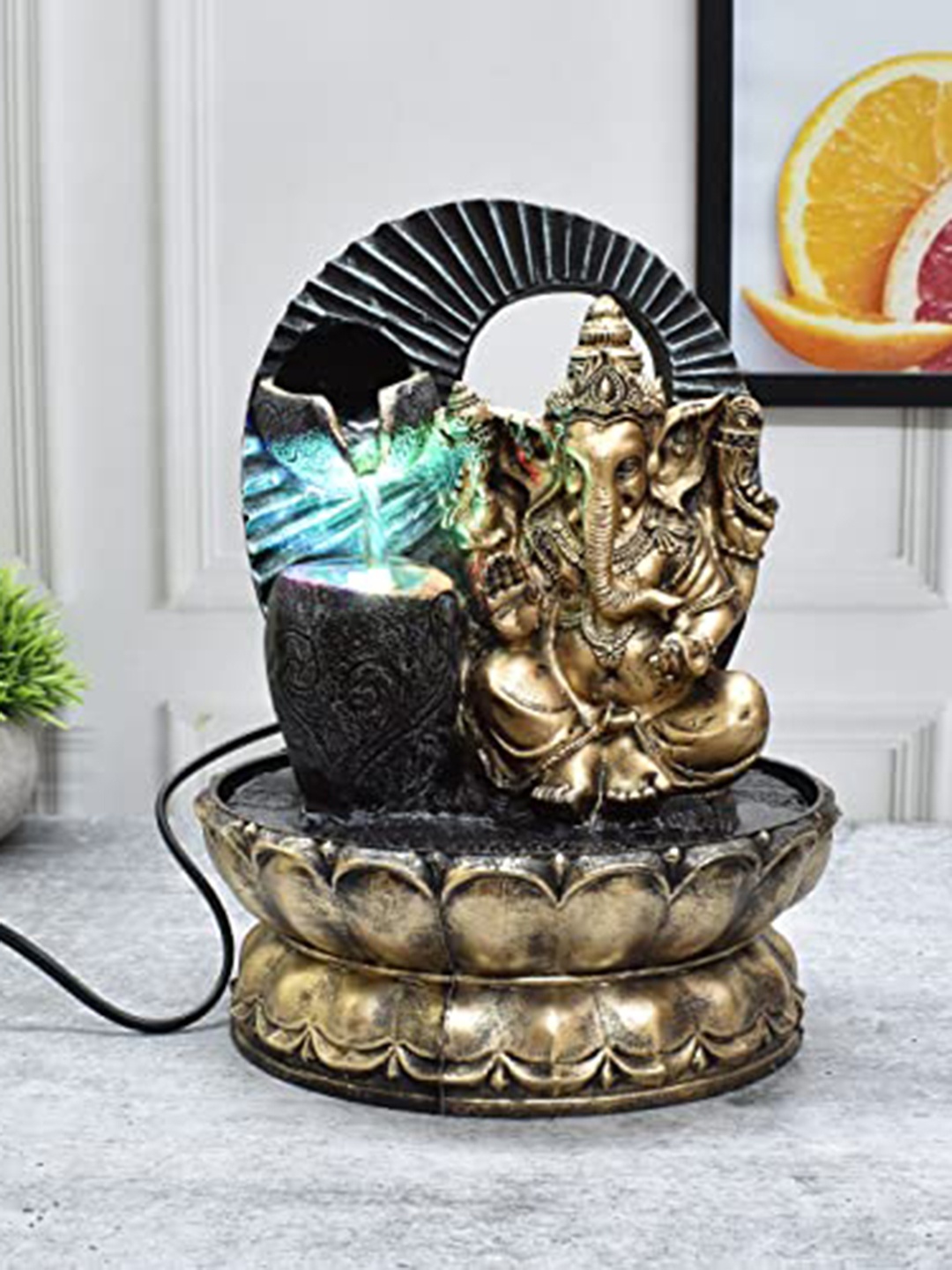 

Perpetual Black & Blue Waterfall Fountain With Led Lights Showpiece
