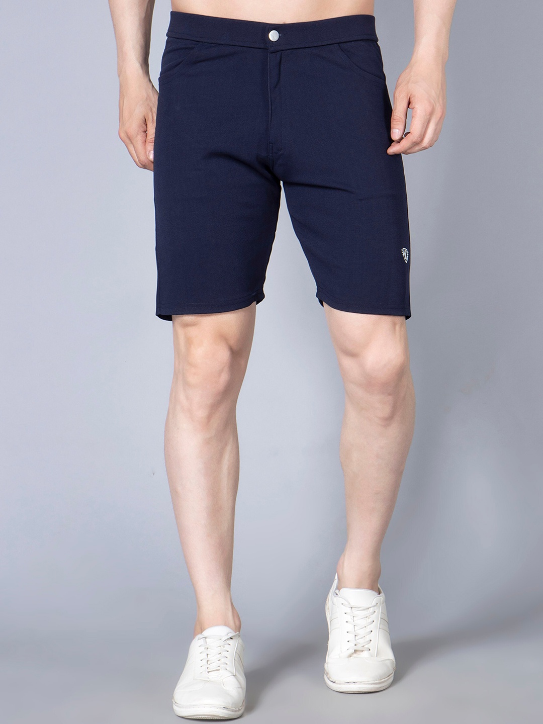 

WE PERFECT Men Printed Mid-Rise Sports Shorts, Navy blue