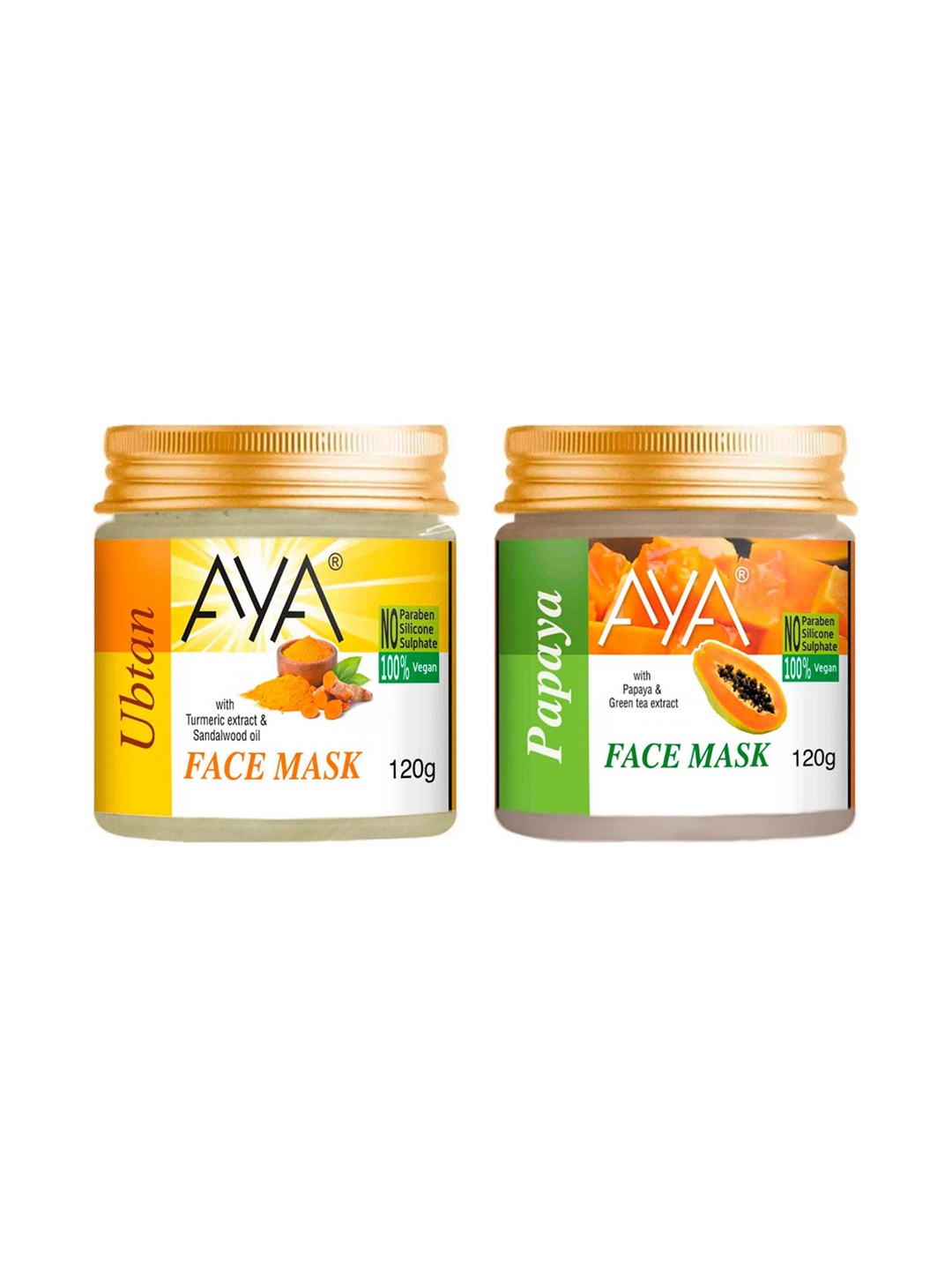 

AYA Set Of 2 Ubtan & Papaya Face Masks-120gm Each, Orange