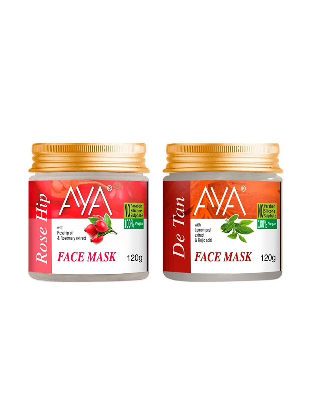 

AYA Set Of 2 Rosehip & Detan Face Mask - 120g Each, Pink