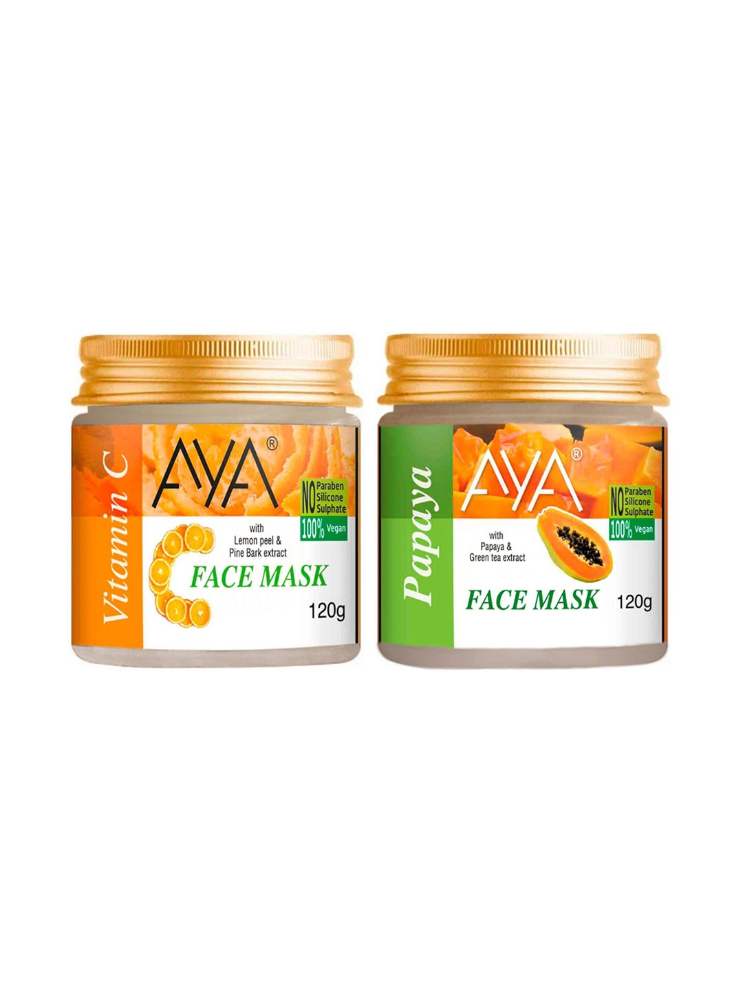 

AYA Set of Vitamin C & Papaya No Paraben Face Mask - 120 g Each, Orange