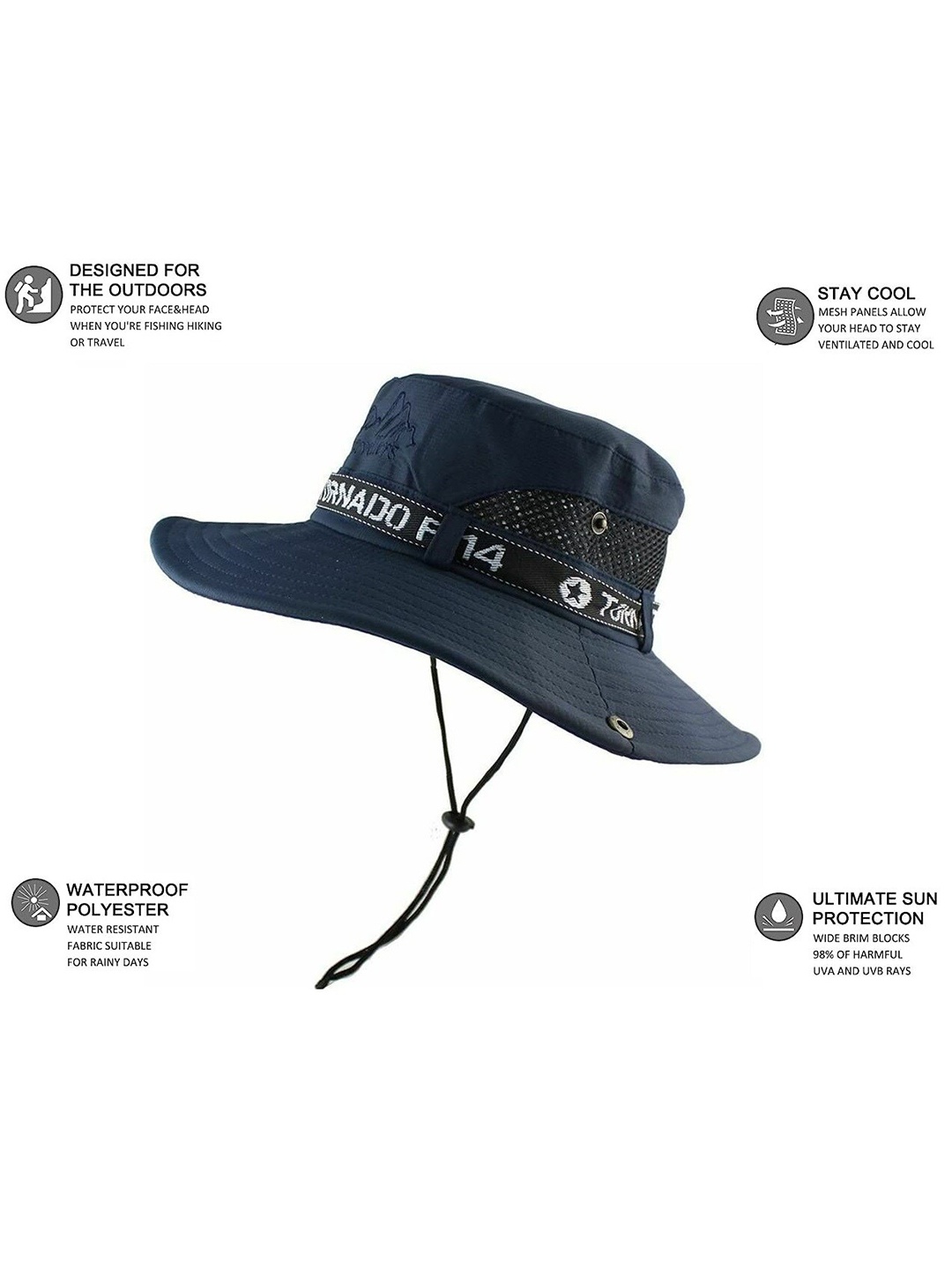 

Alexvyan Men Textured UV Protection Sun Hat, Blue