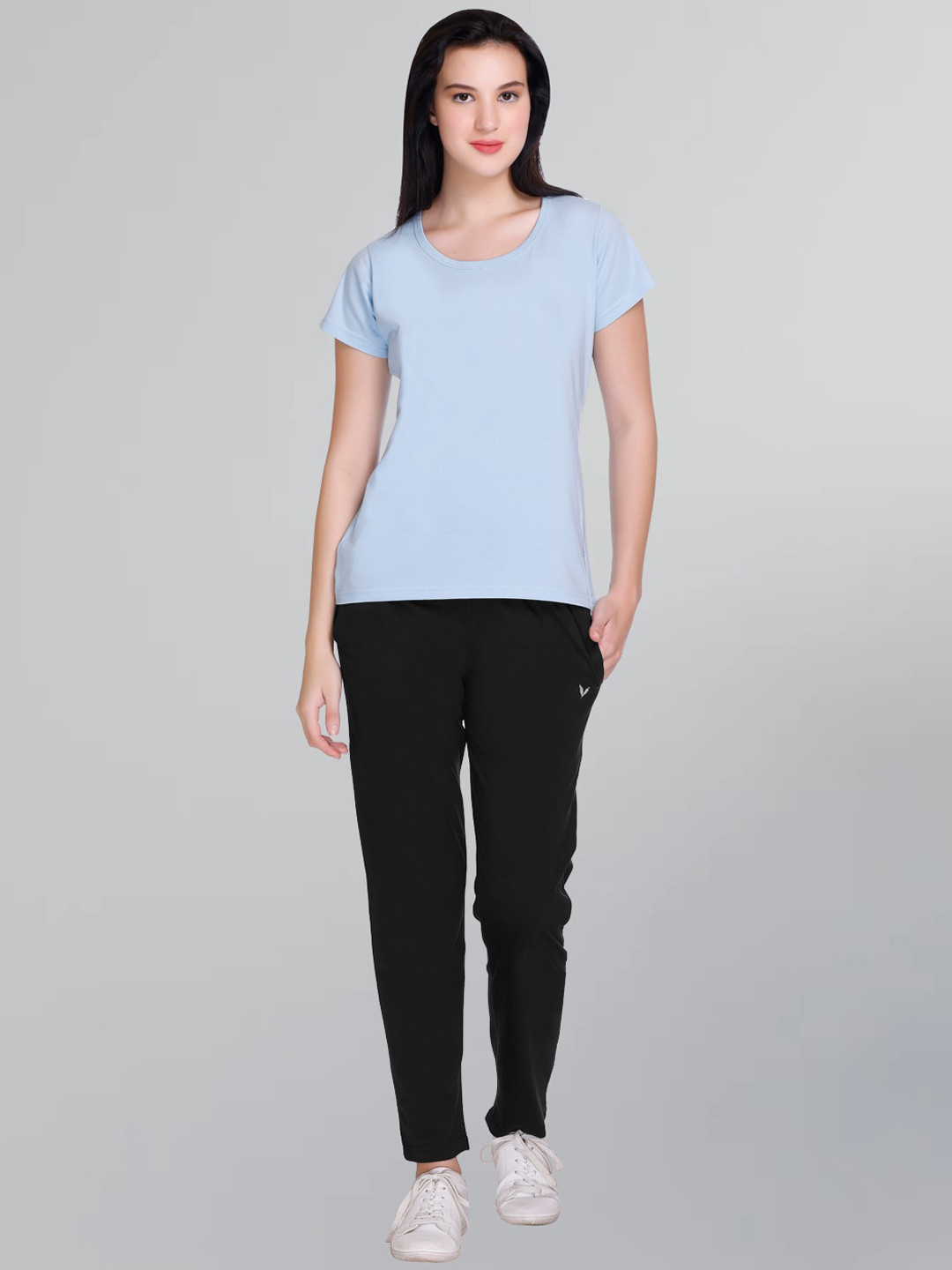 

GODFREY Round Neck Cotton T-Shirt With Trousers, Blue