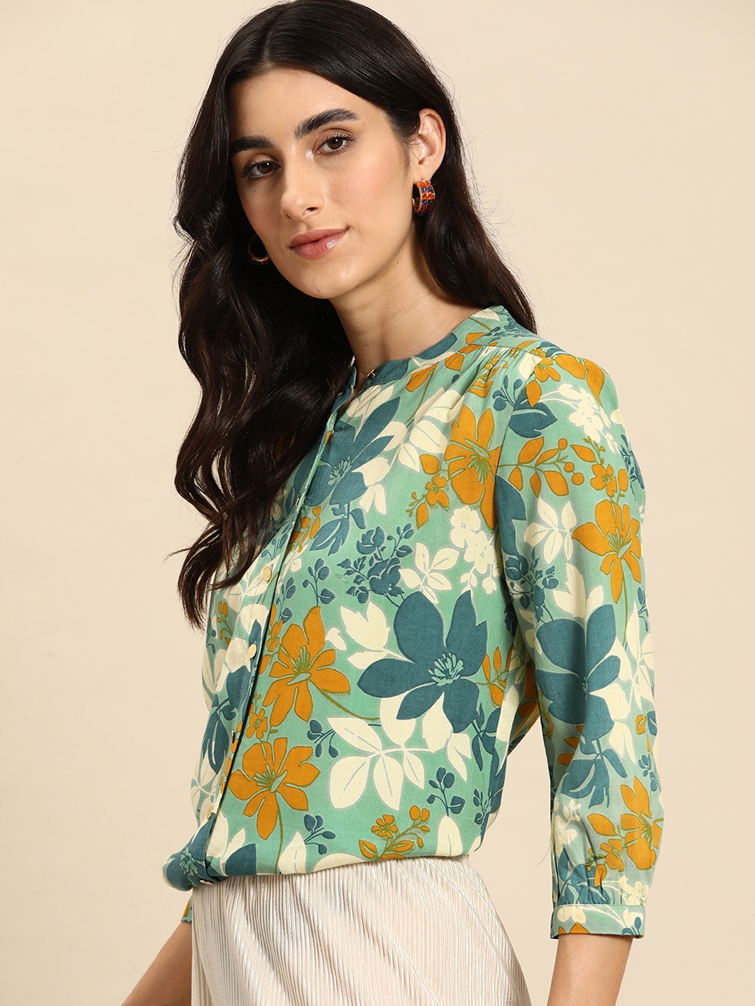 

all about you Women Floral Opaque Printed Casual Shirt, Green