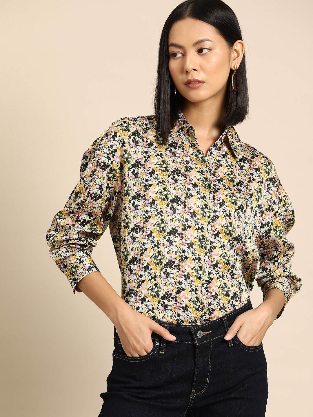 

all about you Women Floral Printed High-Low Casual Shirt, Multi