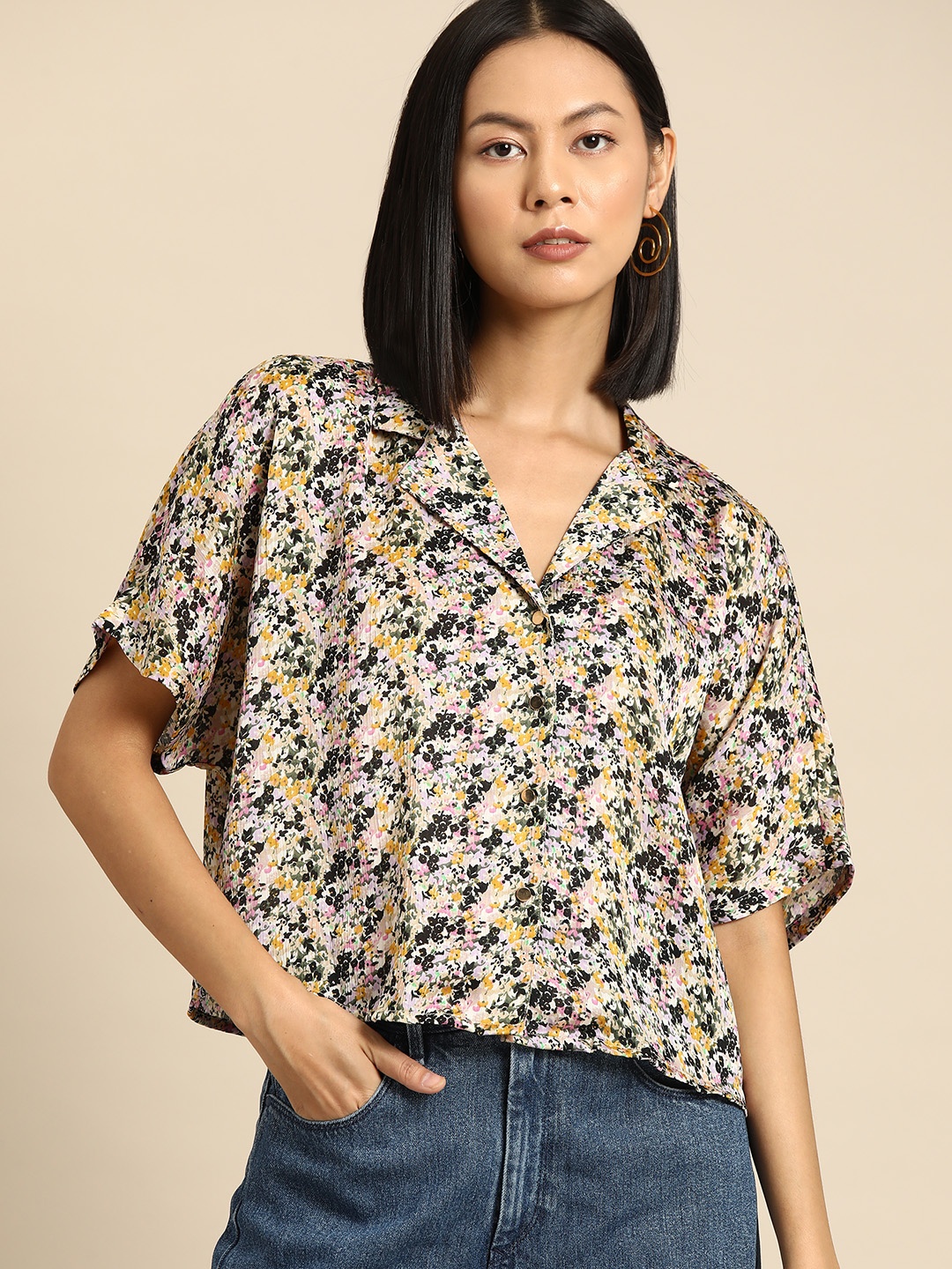 

all about you Women Floral Printed Boxy Fit Casual Shirt, Multi