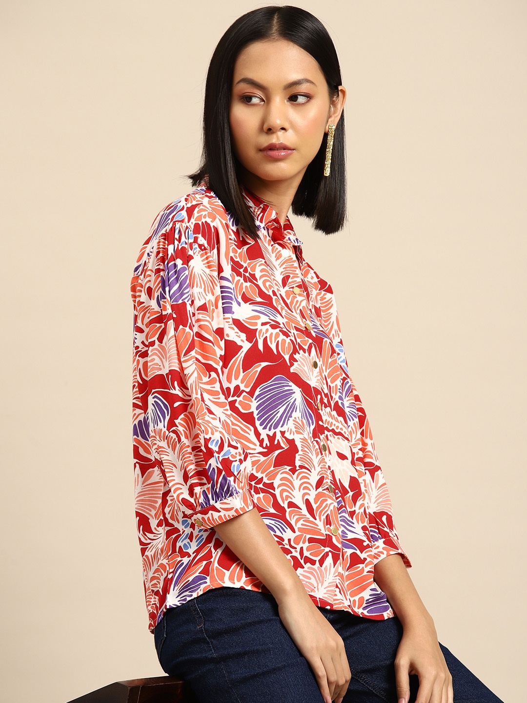 

all about you Tropical Printed Casual Shirt, White