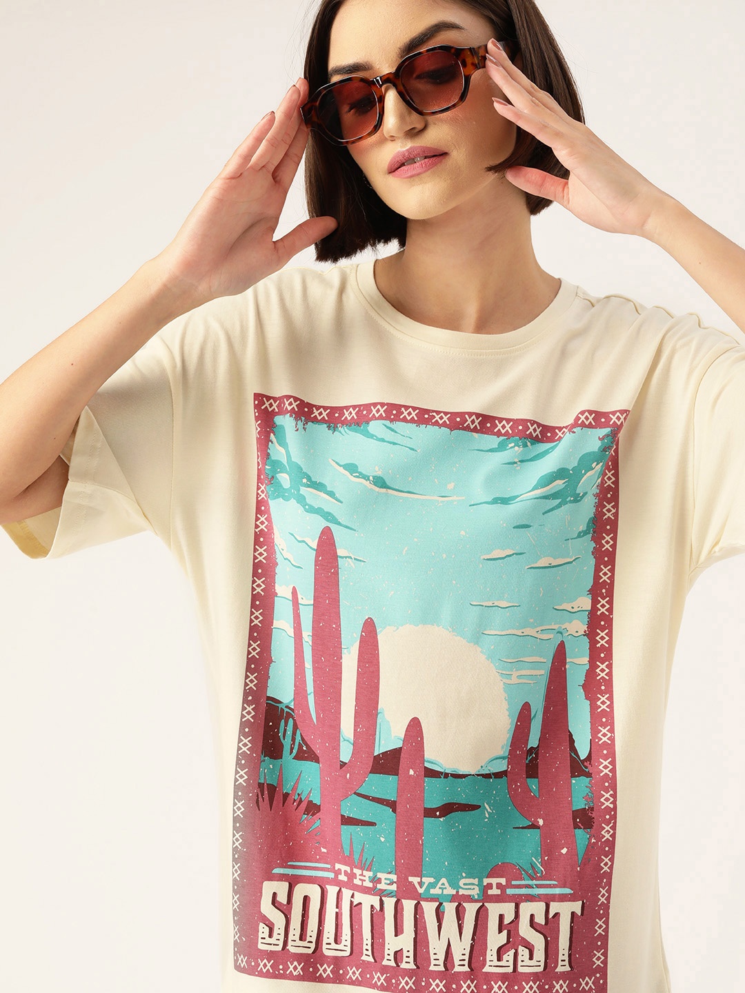 

DressBerry Graphic Printed T-shirt, Cream