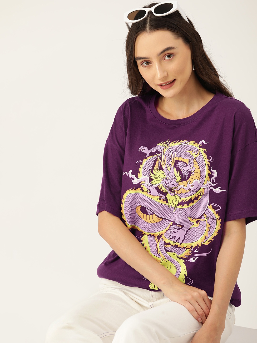 

DressBerry Typography Printed Pure Cotton T-shirt, Purple