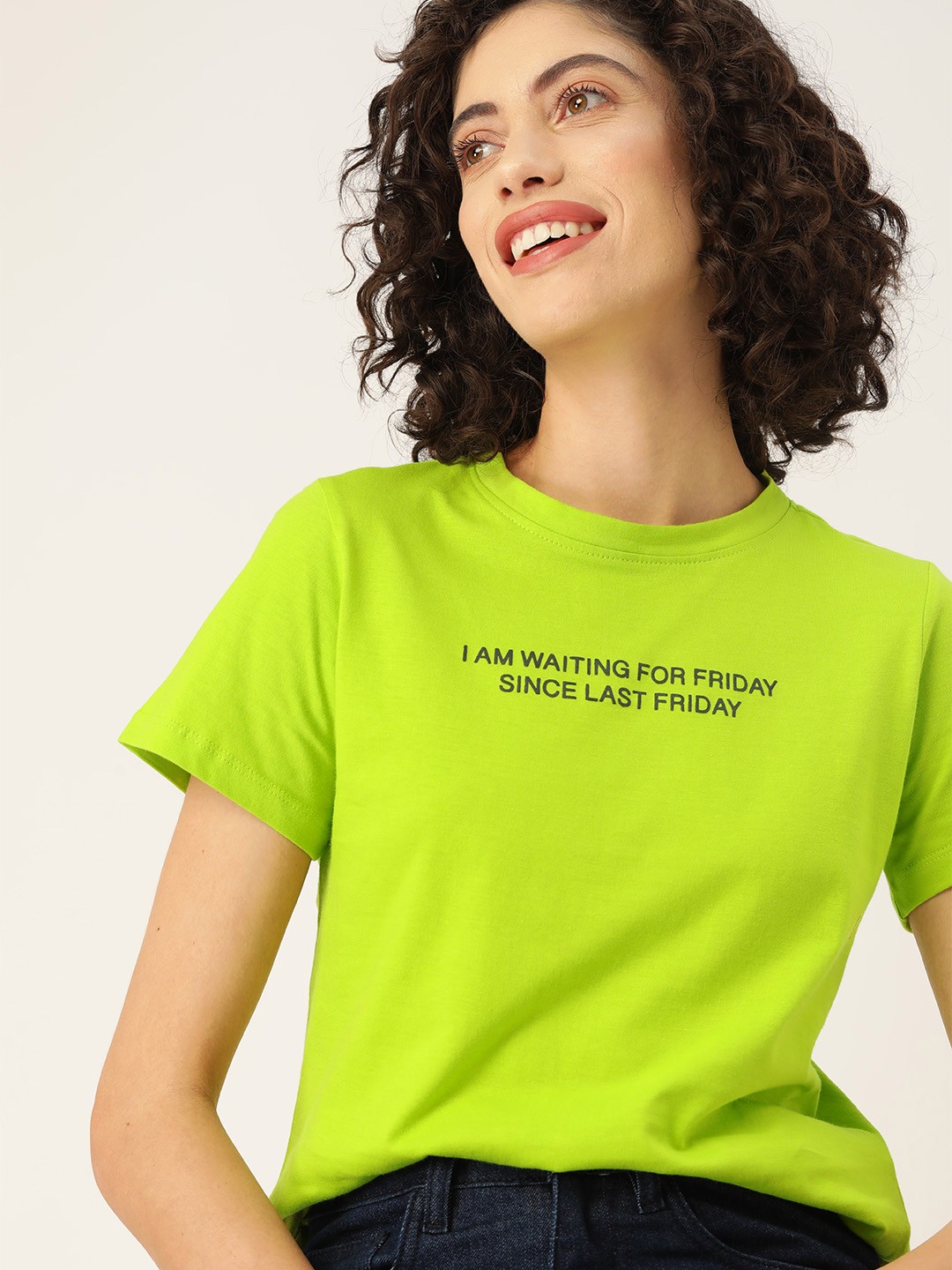 

Mast & Harbour Women Printed Pure Cotton T-shirt, Green