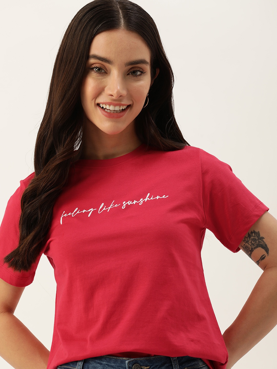 

Mast & Harbour Typography Printed Pure Cotton T-shirt, Red
