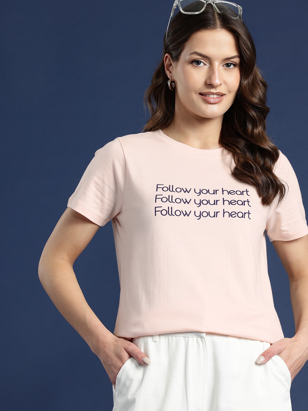 

Mast & Harbour Typography Printed T-shirt, Peach