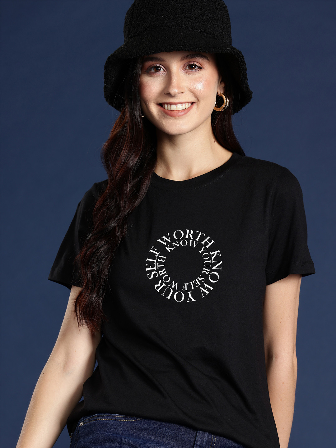 

Mast & Harbour Typography Printed T-shirt, Black