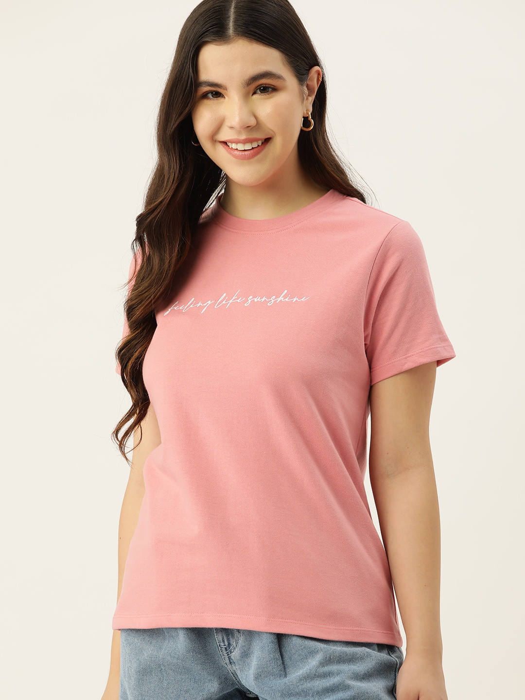 

Mast & Harbour Typography Printed T-shirt, Pink